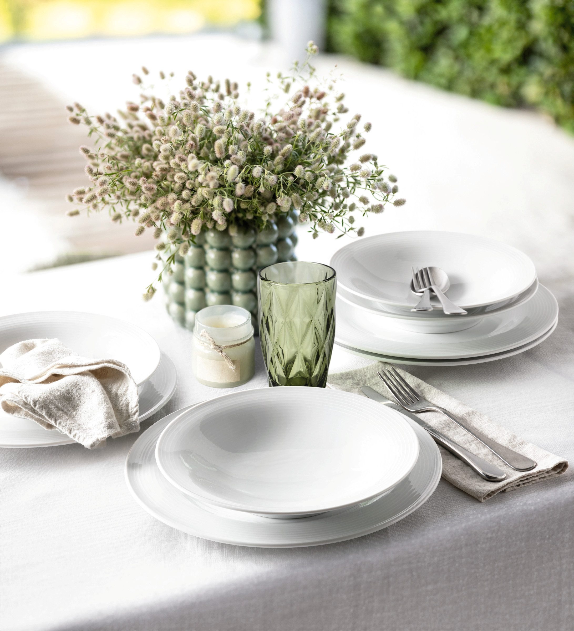 Seltmann Weiden Tafelservice Teller Set, Geschirr-Set Beat (12-tlg), 6 Personen, Porzellan, mit Rillendekor, 12 Teile, für 6 Personen