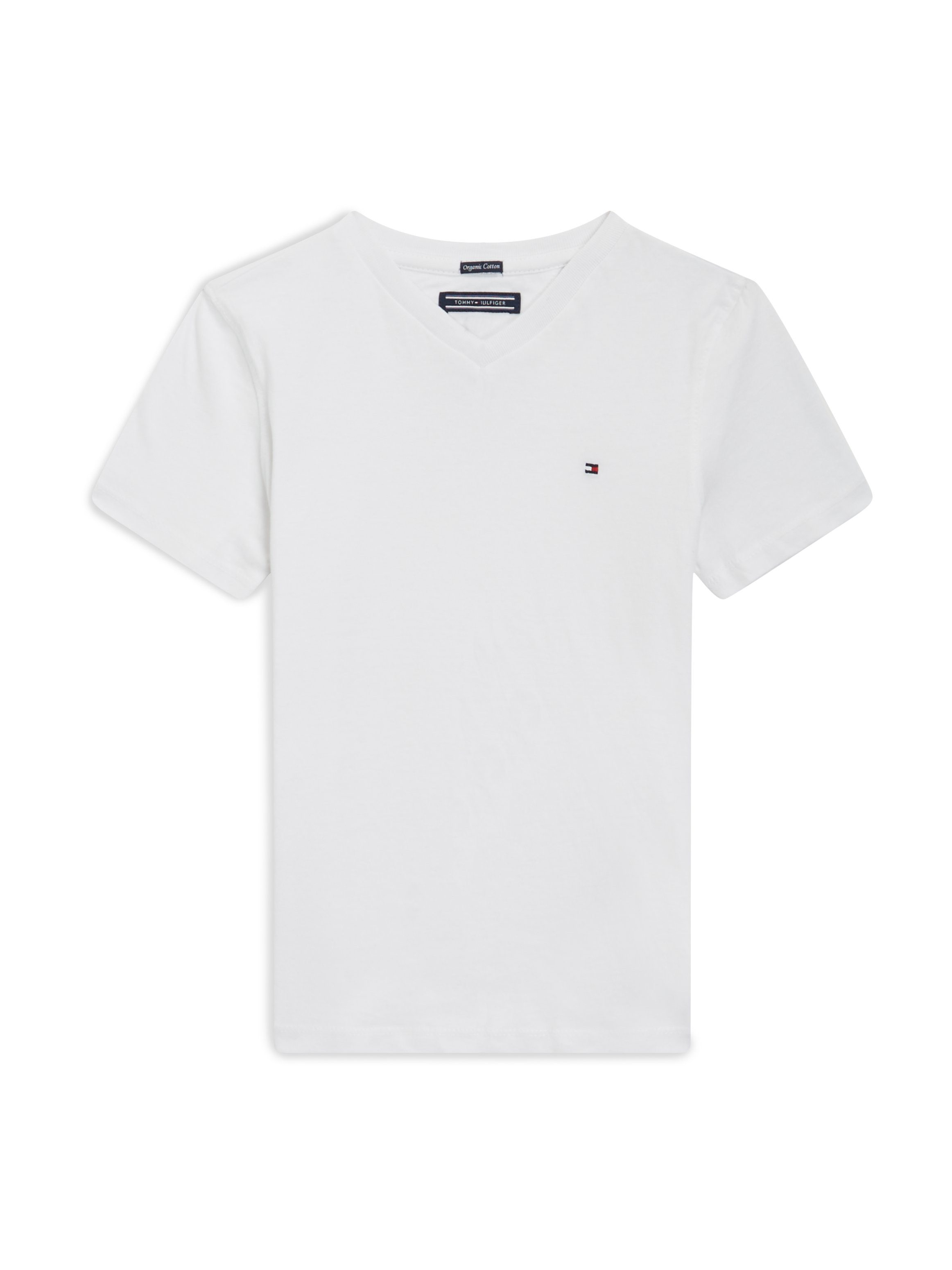 KNIT Tommy V-Shirt Bright_White S/S Hilfiger BASIC Tommy mit Logo-Flag VN Hilfiger BOYS