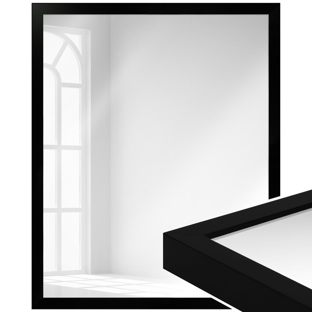 WANDStyle Wandspiegel H960, Großer Spiegel Schwarz 43x53 cm, Wandspiegel groß, Ganzkörperspiegel