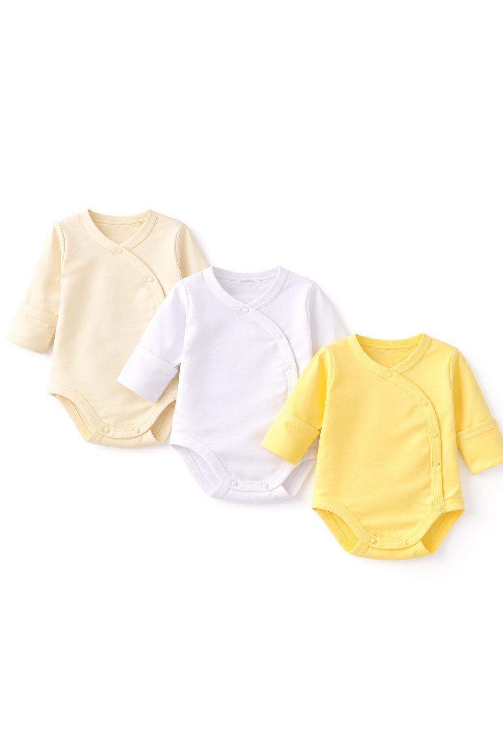 La Bortini Langarmwickelbody Baby Bodys mit Kratzschutz Langarmbody Body Langarm 3er Set (3-tlg Set für Neugeborene Jungen und Mädchen, neutral, unisex)