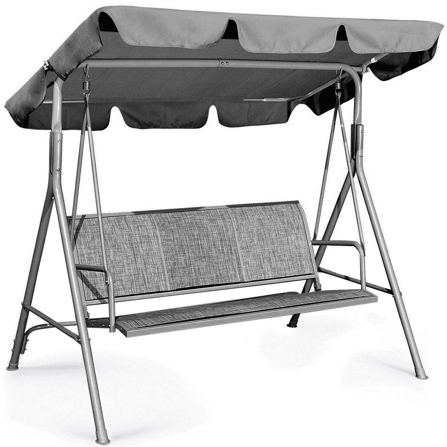 GVDV Doppelschaukel 3-Personen-Verandaschaukel Verstellbares Sonnendach, (mit Gestell bequem Platz für zwei Erwachsene und ein Kind), Terrassenschaukel mit verstellbarem Sonnendach und Stahlrahmen