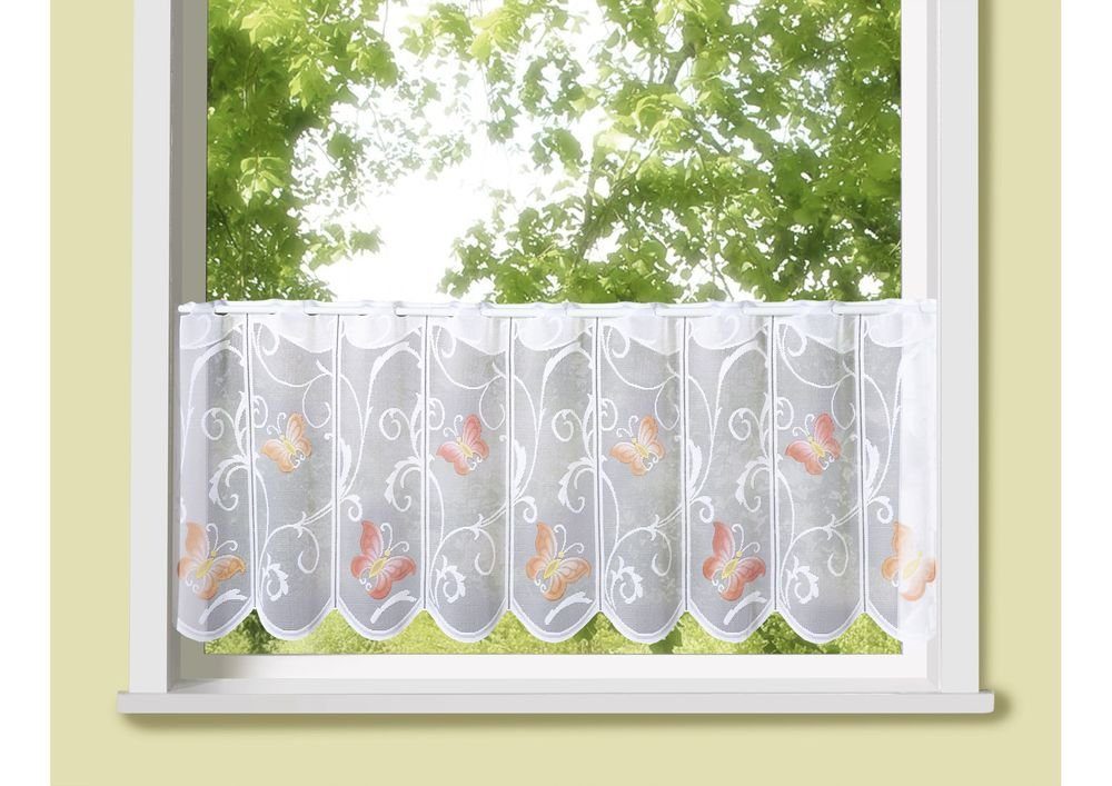 Scheibengardine Kurzgardine mit Schmetterlingen, bunt, eckardt  INTERNATIONAL, Stangendurchzug (1 St), halbtransparent | Scheibengardinen-Sets