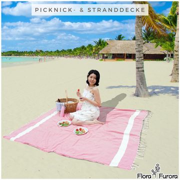 furora HOLIDAY Strandtuch XXL groß 200x200 cm Strand Tuch, aus Baumwolle, Stranddecke, Vielseitig, schöne Farben, hochwertige Verarbeitung