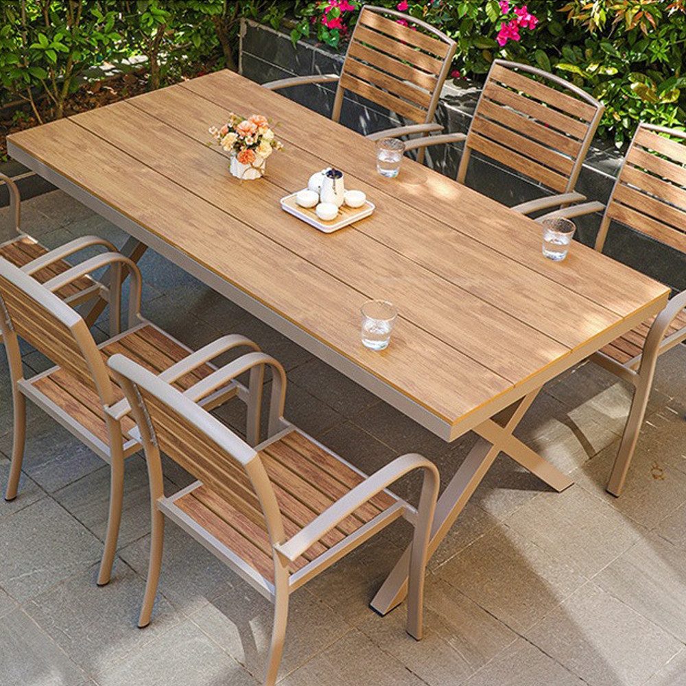 Muxing Gartenlounge-Set Gartenmöbel-Set 7-tlg. mit Tisch und 6 Stühlen, (Set, 7-tlg)