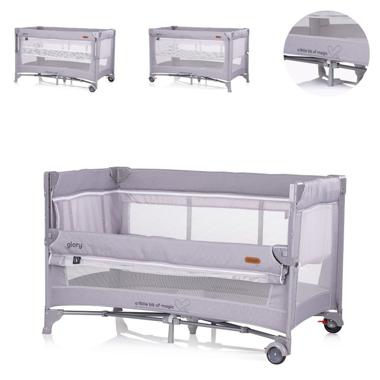 Chipolino Baby-Reisebett Reisebett Glory 2 Ebenen, Matratze Räder zusammenklappbar Tragetasche