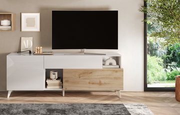 INOSIGN Lowboard Monaco Breite 181 cm, TV-Board mit 1 Tür, 1 Klappe u. 1 Schubkasten, Fernsehtisch, TV-Schrank, Soft/Self Closing