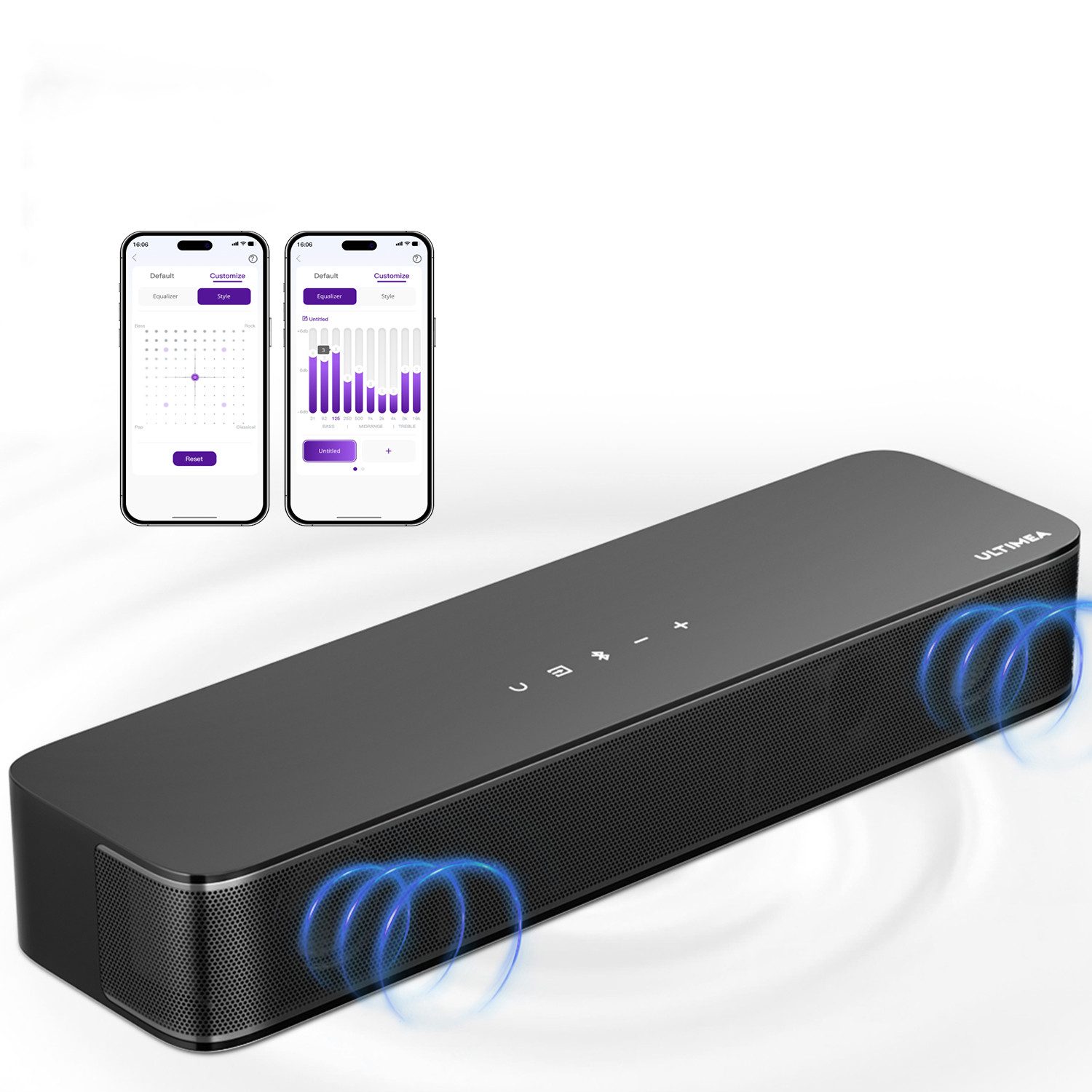 Ultimea Poseidon M20 Lautsprecher 2.1 Kanal (Bluetooth 5.3, OPT, AUX, USB, 120 W, APP-Steuerung, integrierter Subwoofer, All-in-One-Soundbar)