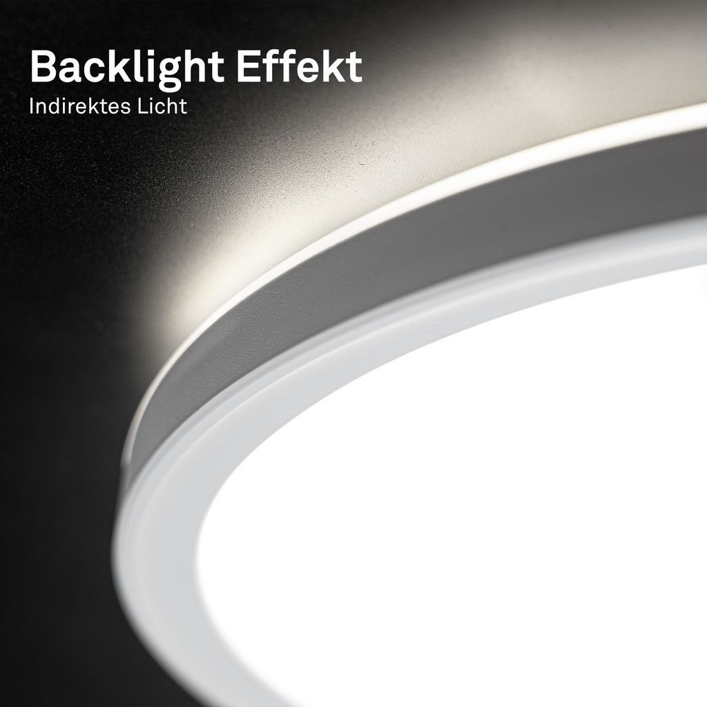 Briloner Leuchten LED Deckenleuchte LED Deckenlampe Backlight, LED fest integriert, 4000K - Neutralweiß, 29 x 3 cm, Badezimmer, Badlampe, Küche