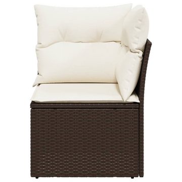 vidaXL Loungesofa Garten-Ecksofa mit Kissen Braun Poly Rattan