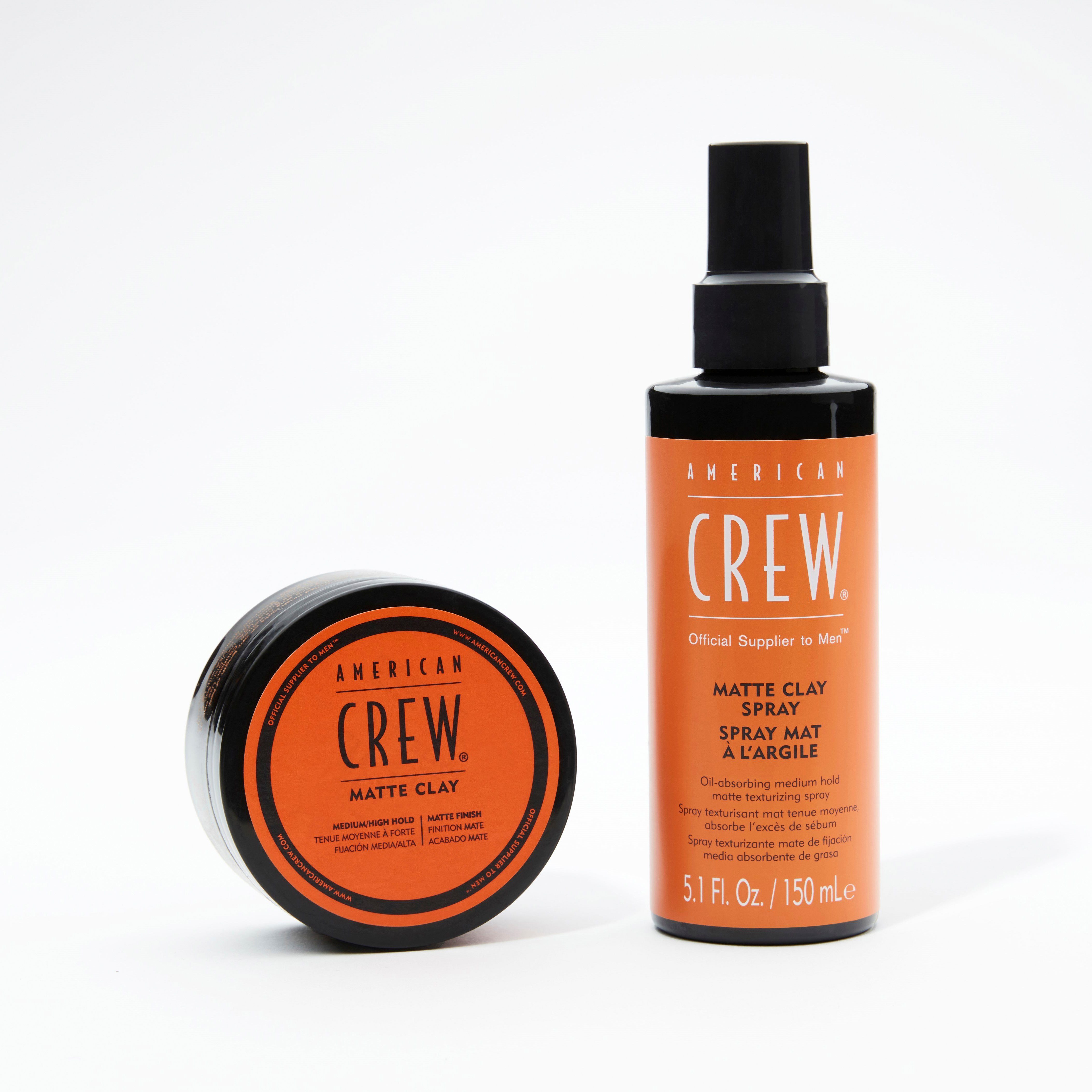 American Crew Haarspray MATTE CLAY SPRAY, starker mittlerer Halt, basiert auf Kaolin-Tonerde, stärkt Naturwellen