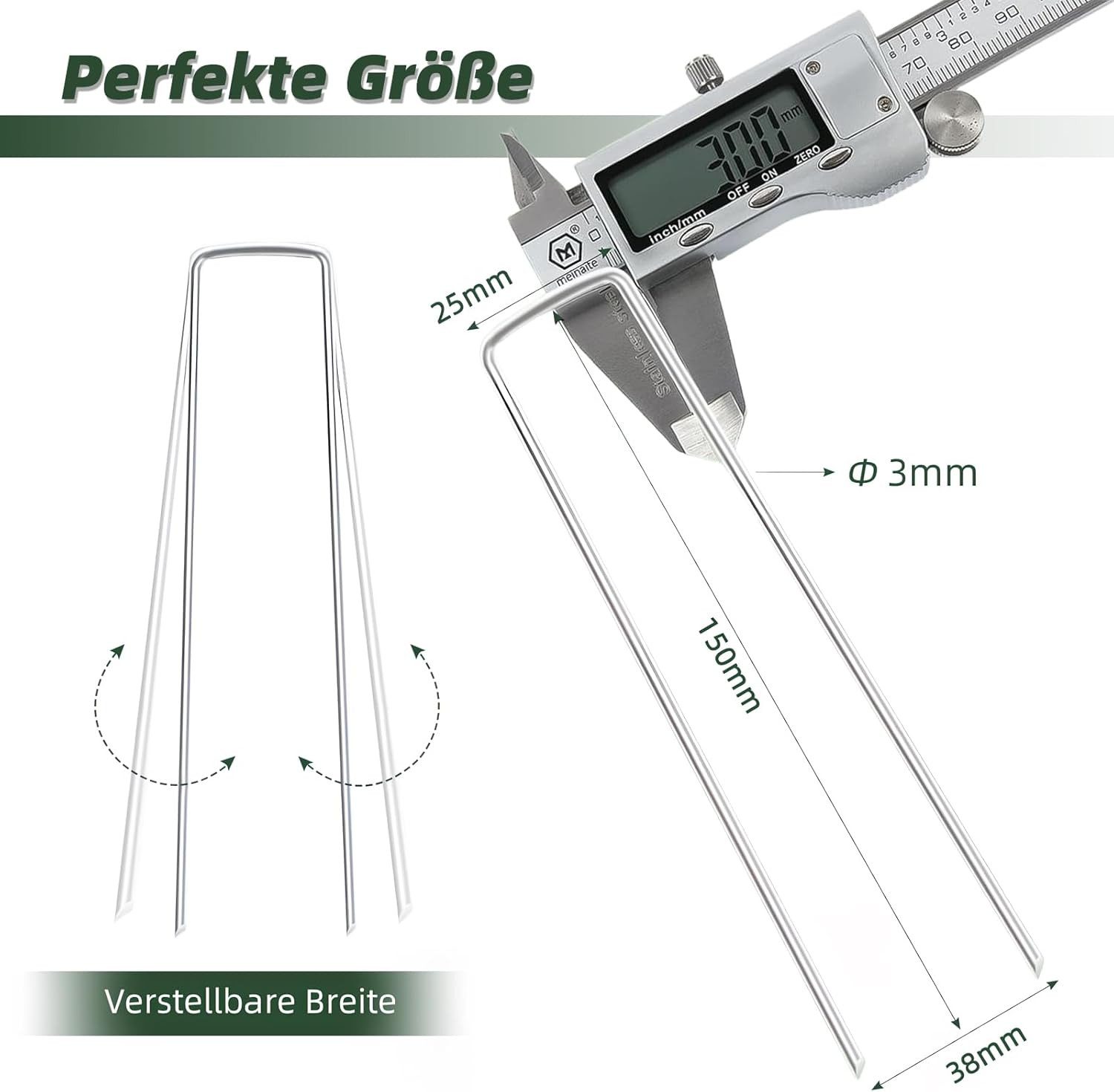 Zedelmaier Bodenanker Ø3mm Erdanker Bodenanker, 150x25mm Verzinkter Stahl, (100-St)