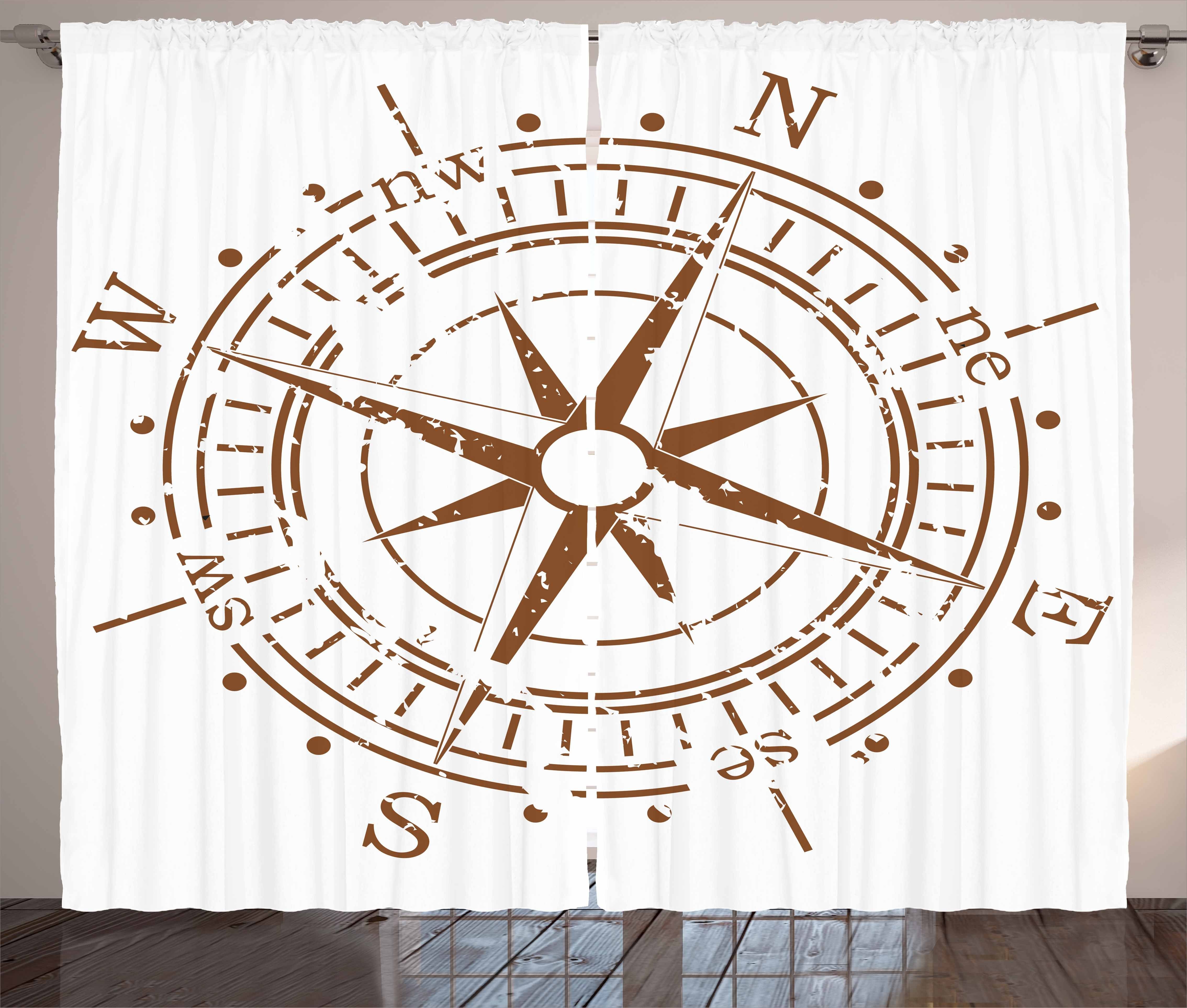 Age Vorhang Kompass Haken, Gardine mit Theme of Discovery und Schlaufen Kräuselband Abakuhaus, Schlafzimmer