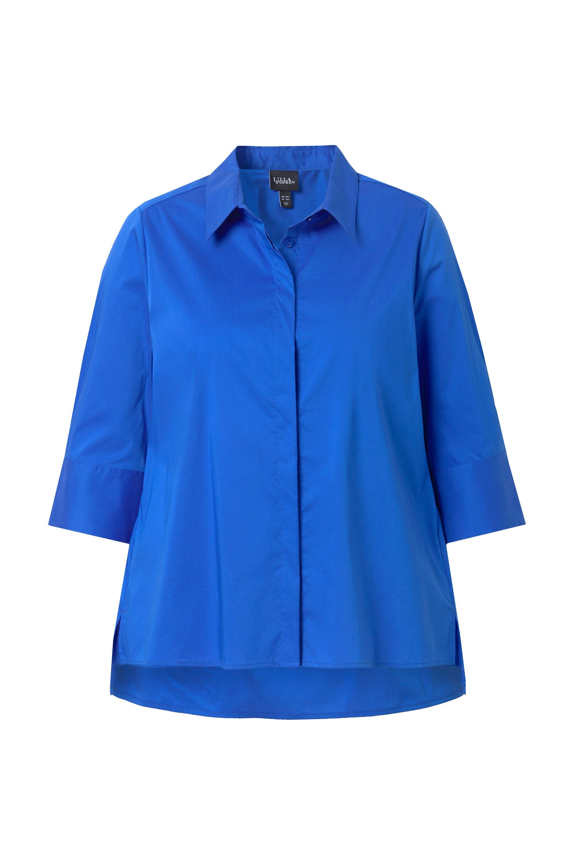 Ulla Popken Hemdbluse Hemdbluse Rückenfalte A-Linie Hemdkragen 3/4-Arm günstig online kaufen