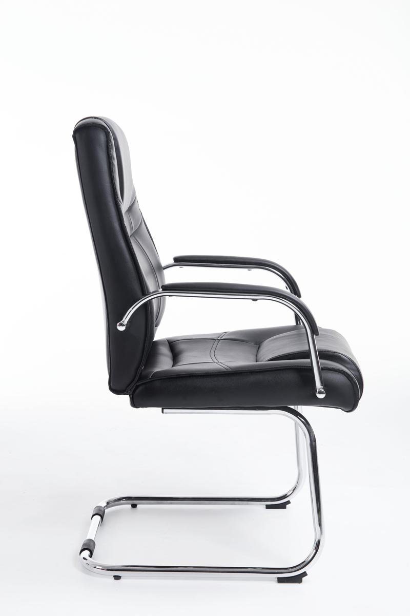 TPFLiving Besucherstuhl Athena mit Konferenzstuhl chrom (Küchenstuhl Sitzfläche: schwarz - Kunstleder Wohnzimmerstuhl), hochwertig Esszimmerstuhl gepolsterter - - - Gestell: Sitzfläche Metall