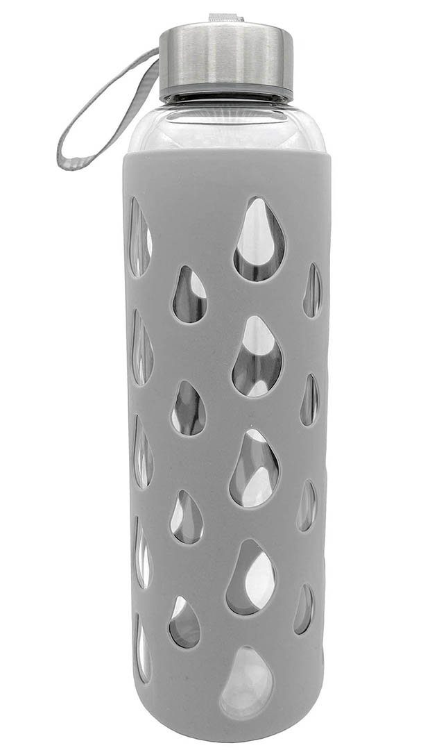 Geda Labels GmbH Trinkflasche Silikon, Grau, 500ml, Silikonschutzhülle