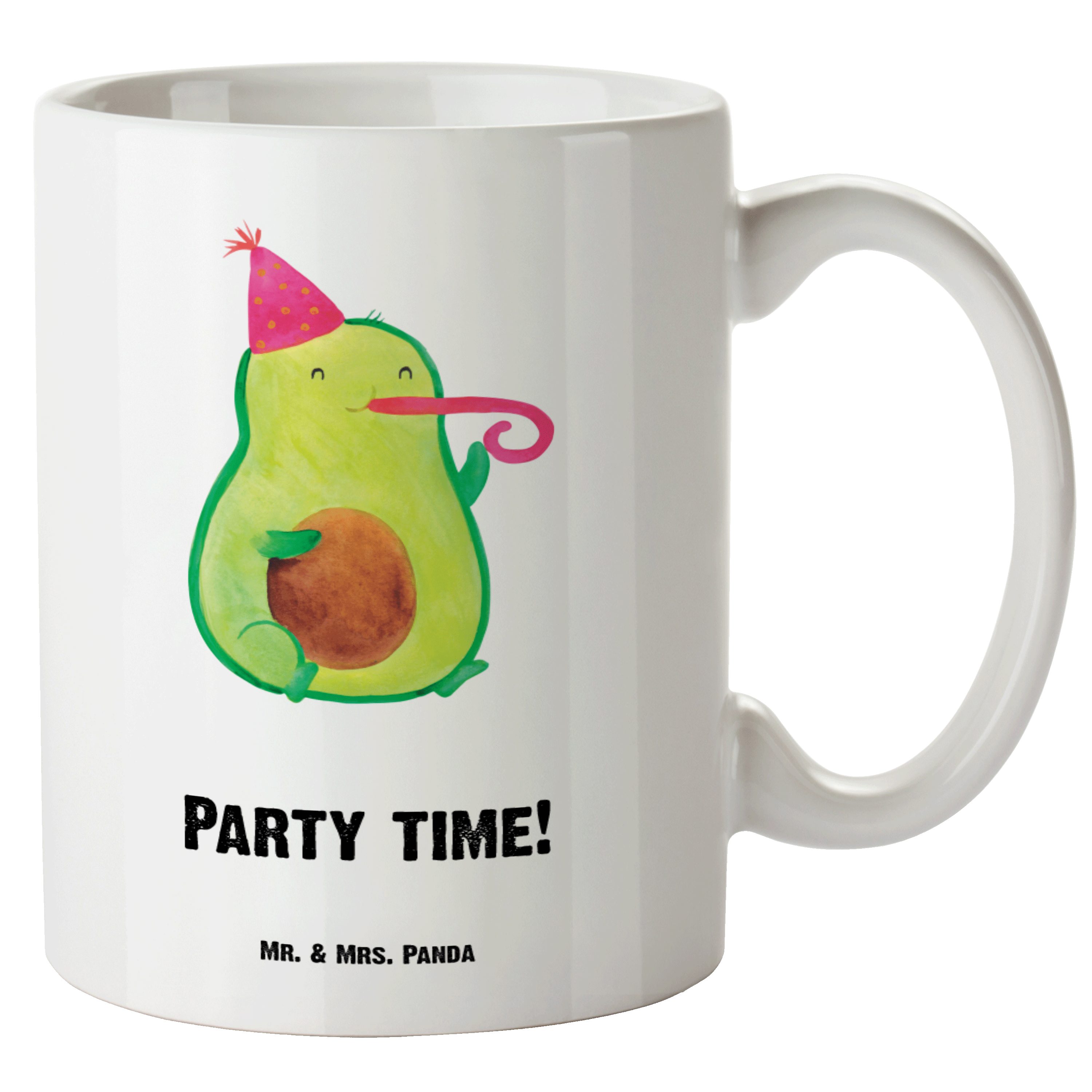 Mr. & Mrs. Panda Tasse Avocado Party Time - Weiß - Geschenk, Gesund, XL Becher, Schulabschlu, XL Tasse Keramik