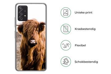 MuchoWow Handyhülle Schottische Highlander - Landschaft - Kuh - Braun - Tiere - Natur, Phone Case, Handyhülle Samsung Galaxy A53, Silikon, Schutzhülle
