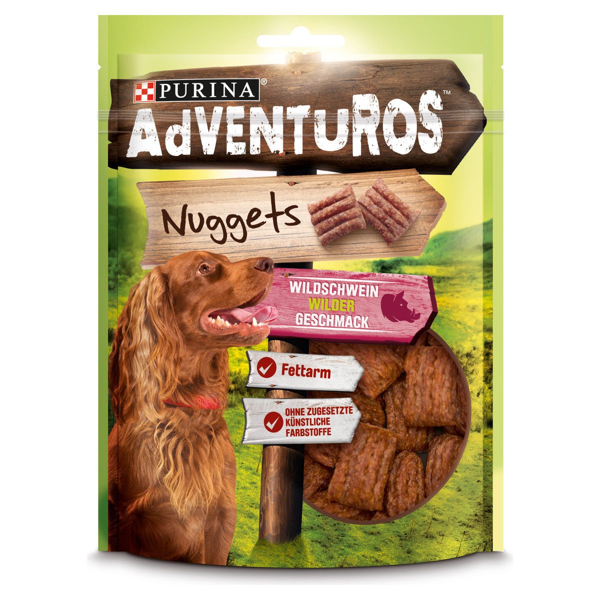 Purina Adventuros Nuggets Wildschwein 90 g, Snack für: Hund