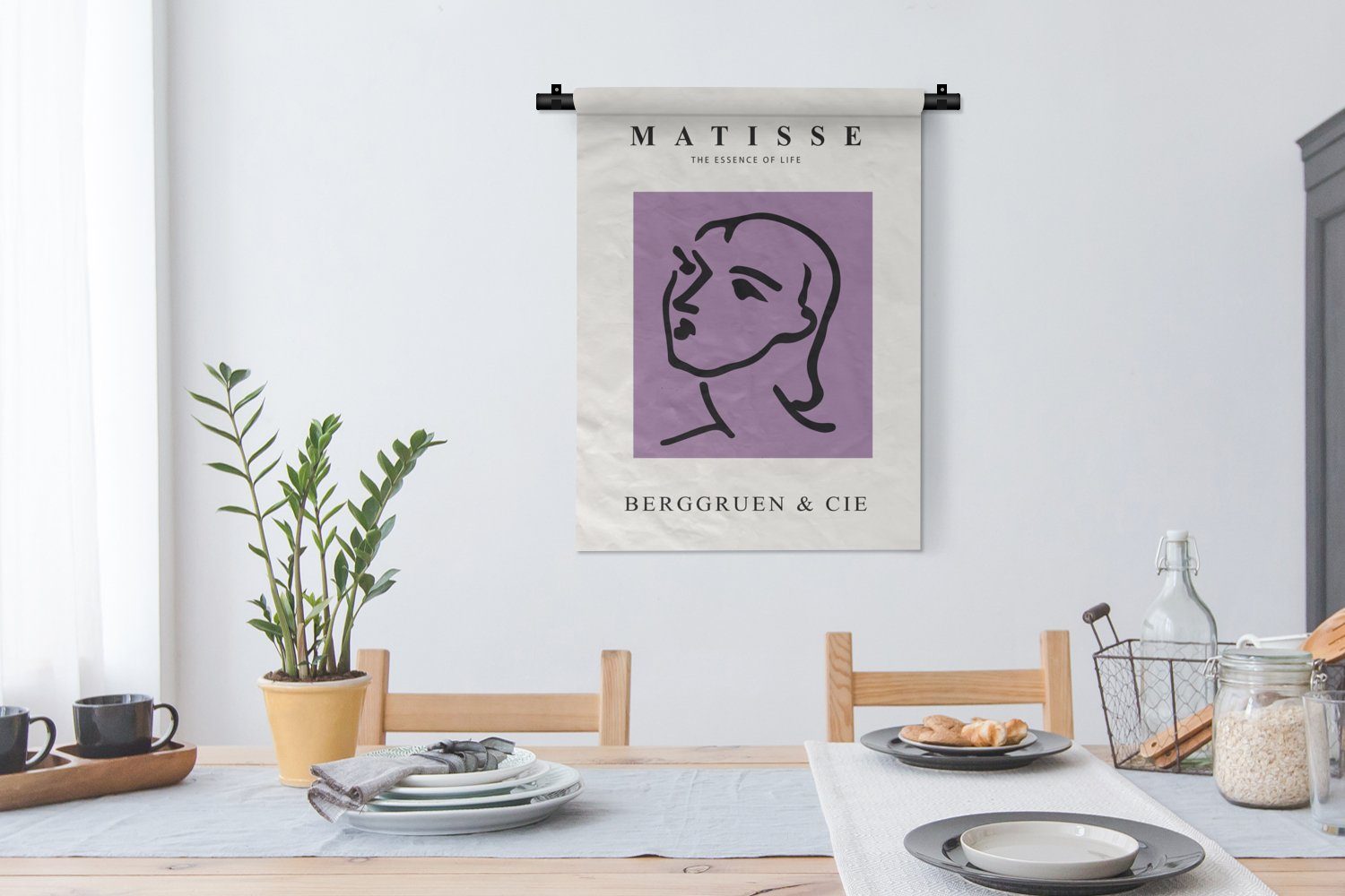 Abstrakt für Wohnzimmer, Tapisserie, Wand, - Alte Meister an Frau, Deko Wanddekoobjekt Matisse - Schlafzimmer MuchoWow - der