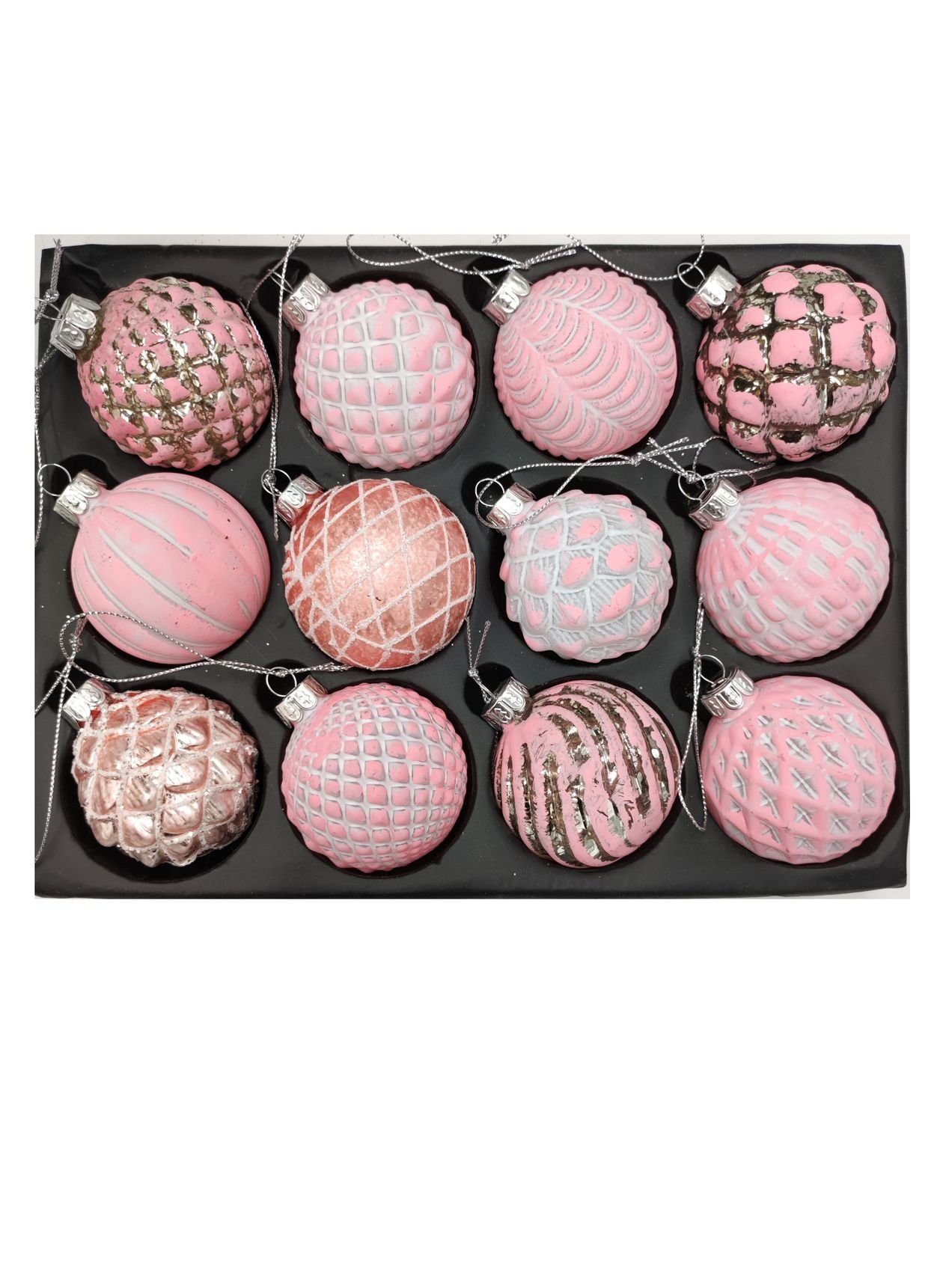Weihnachtsbaumkugel Glas-Weihnachtsbaumkugeln rosa 12er-Set 6cm Christbaumschmuck