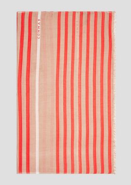 Comma Halstuch Leichter Schal mit All-over-Print aus Baumwollmix, Fransen