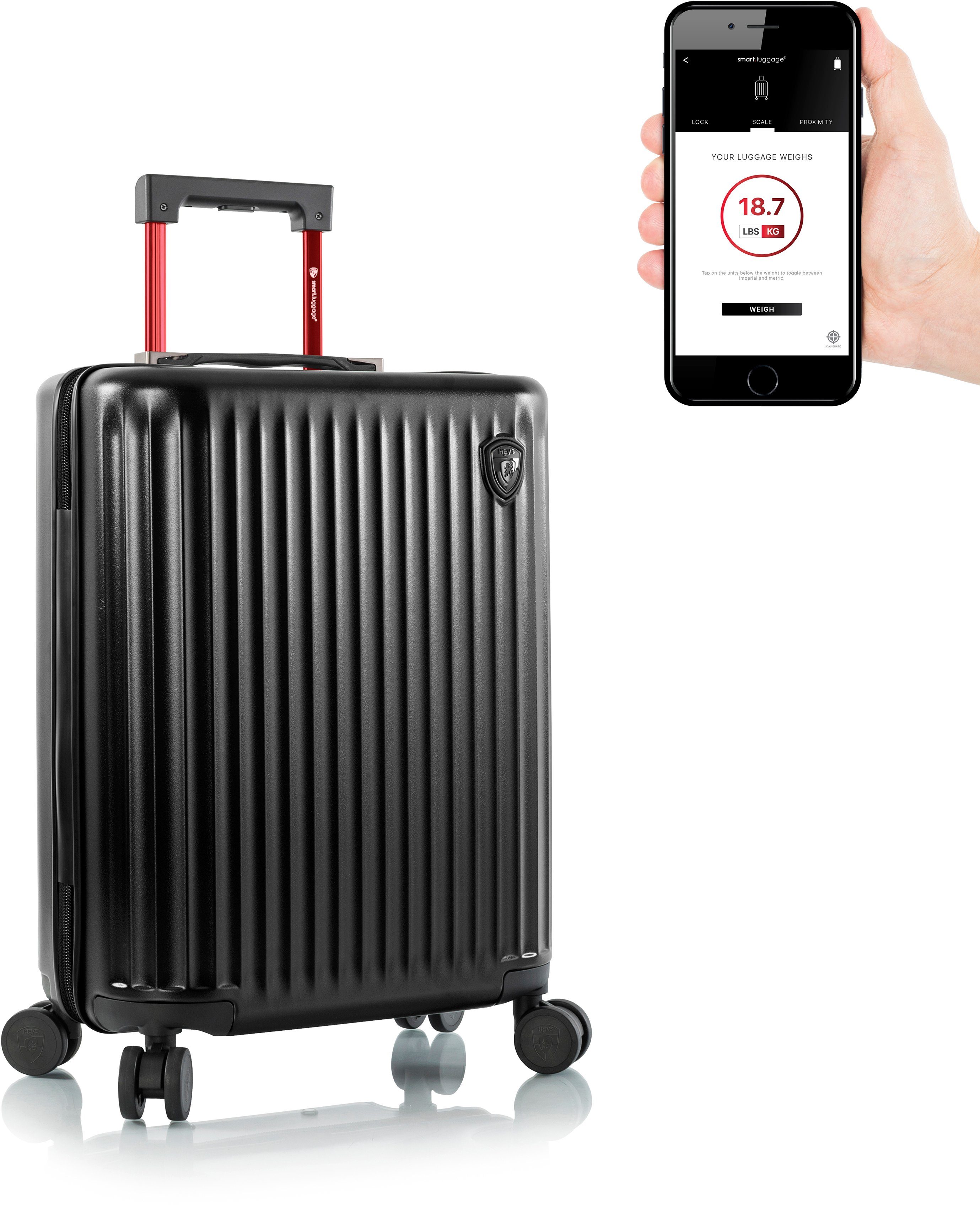 Heys Hartschalen-Trolley Smart Luggage®, mit 76 Rollen, App-Funktion vollständig 4 venetztes High-End-Gepäck Silver cm