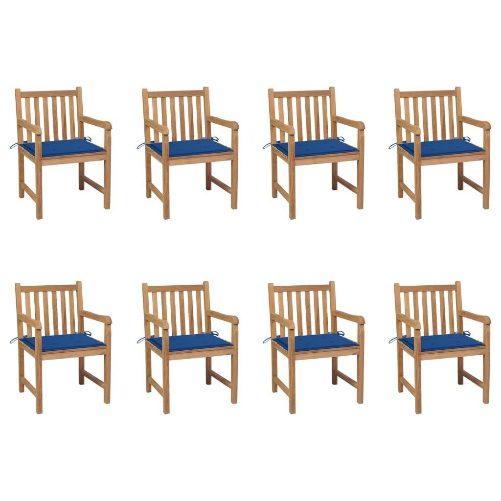 Teak Gartenstuhl furnicato Gartenstühle 8 Kissen Stk. mit Königsblauen Massivholz