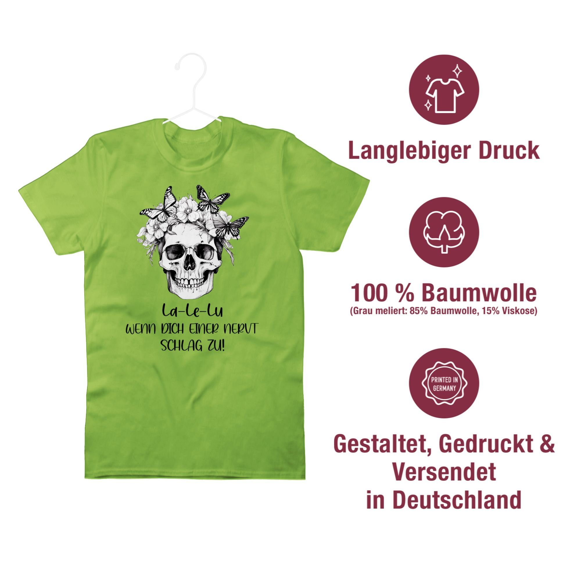 Koll wenn Lu zu La Skull Totenkopf T-Shirt 02 Shirtracer Hellgrün schlag einer nervt Statement Kollegen Le dich