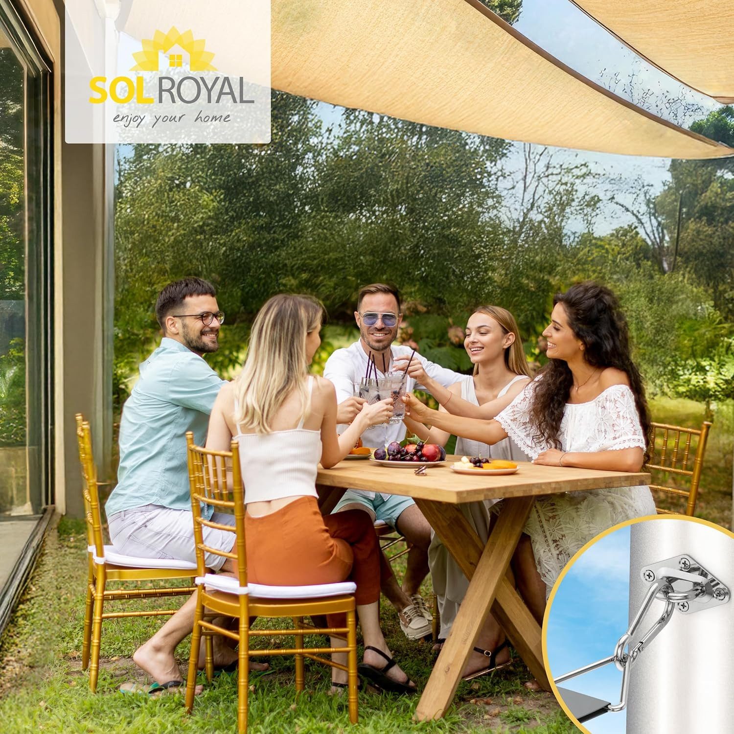 Sol Royal Sonnensegel Sonnensegel Montageset M5 Befestigung Set SolVision Befestigung, Halterung für Sonnen Segel Befestigungsset Wand Rostfreier Edelstahl – Bild 5 von 5