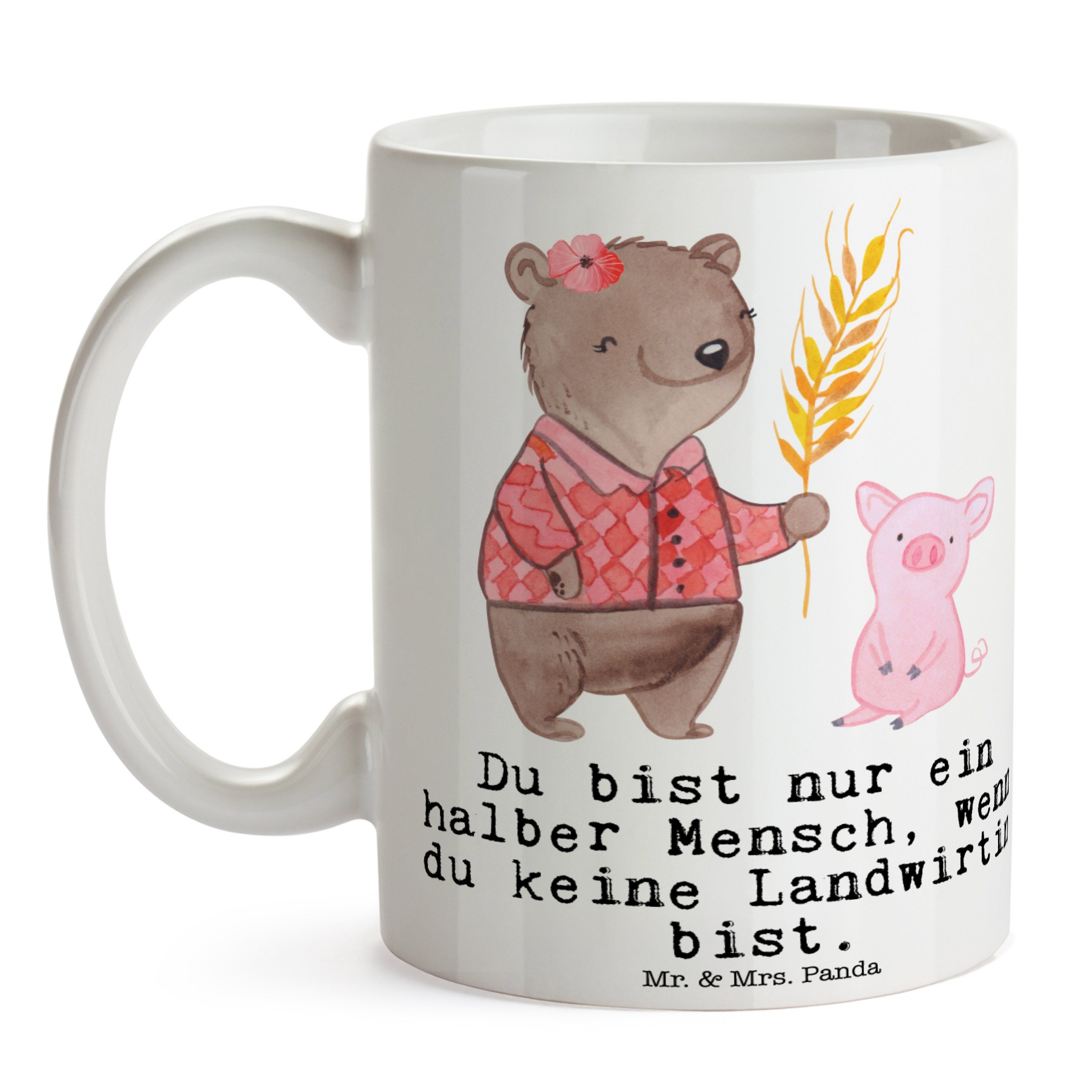 & - Kollegin, Herz Geschenk, Bäueri, Keramik mit Danke, Weiß Mr. Tasse Mrs. Landwirtin Panda Rente, -