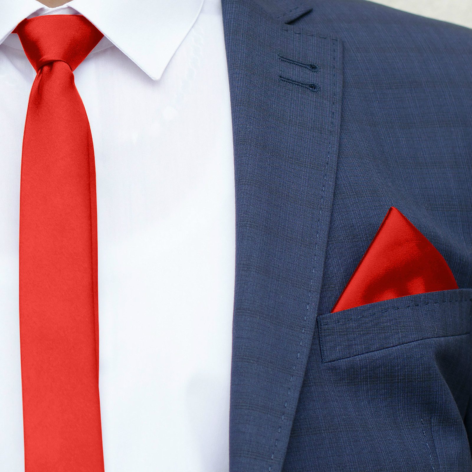 GASSANI Krawatte Satin Hochzeitskrawatte, Herren-Krawatte Hochzeit Schlips z Anzug (Set, 3-St., Krawattenset, mit Einstecktuch, Manschettenknöpfe) 6cm Schmal Dünn, Slim Uni, Seide-Touch-Finish