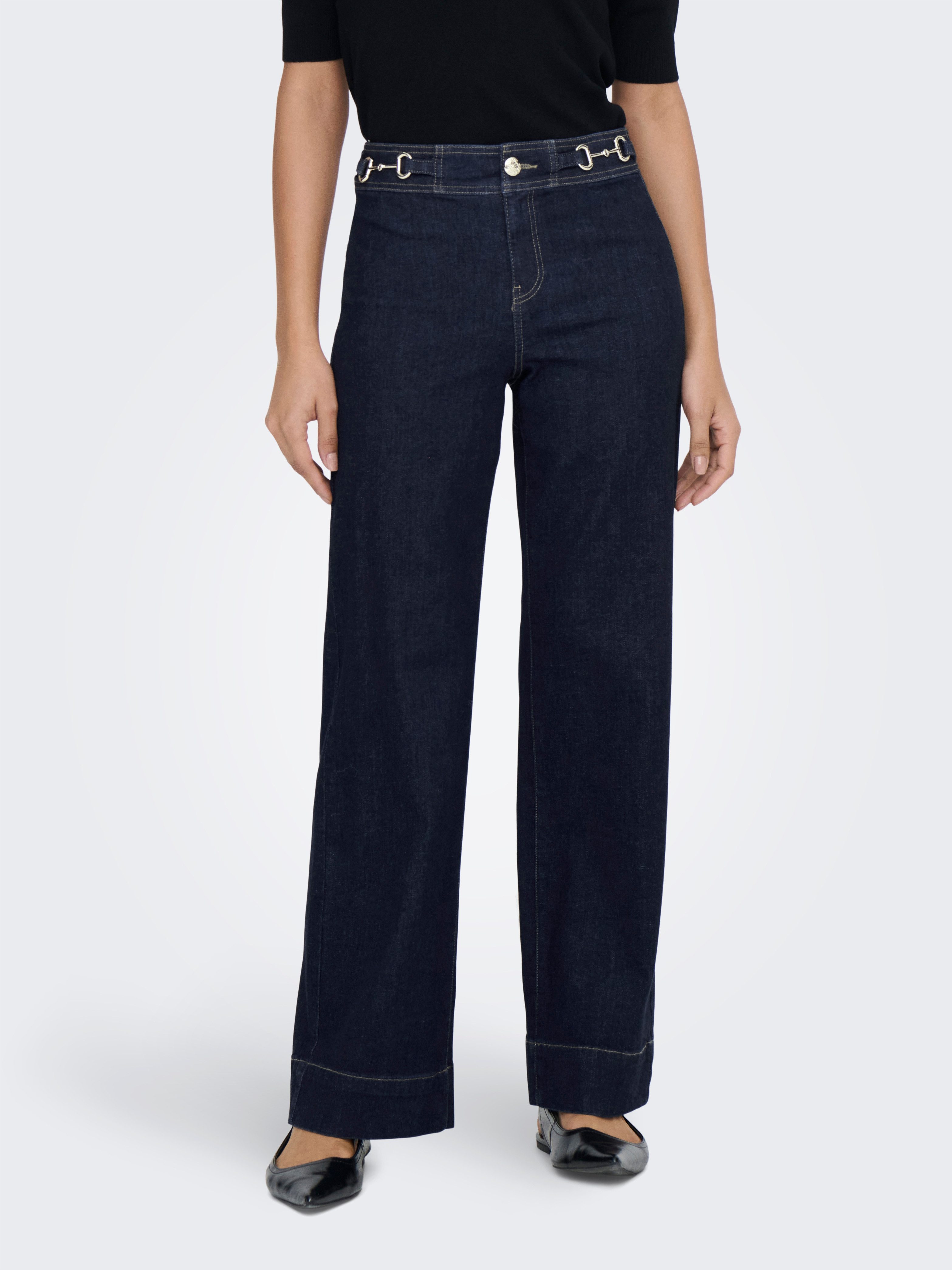 ONLY High-waist-Jeans ONLMADISON HW WIDE BUCKLE DNM GUA411NOOS Materialmix, wide fit