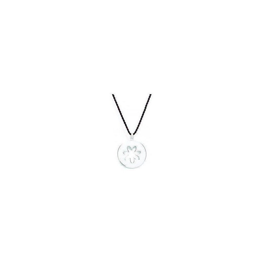 Daisy London Collier Riviera Disc Small, aus 925er Sterling-Silber und Textil, Karabiner, 44cm lang
