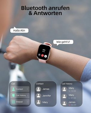 Parsonver Smartwatch (1,91 Zoll, Android iOS), Damen Telefonfunktion Fitness Tracker HD Fitnessuhr 112 Sportmodi Uhr