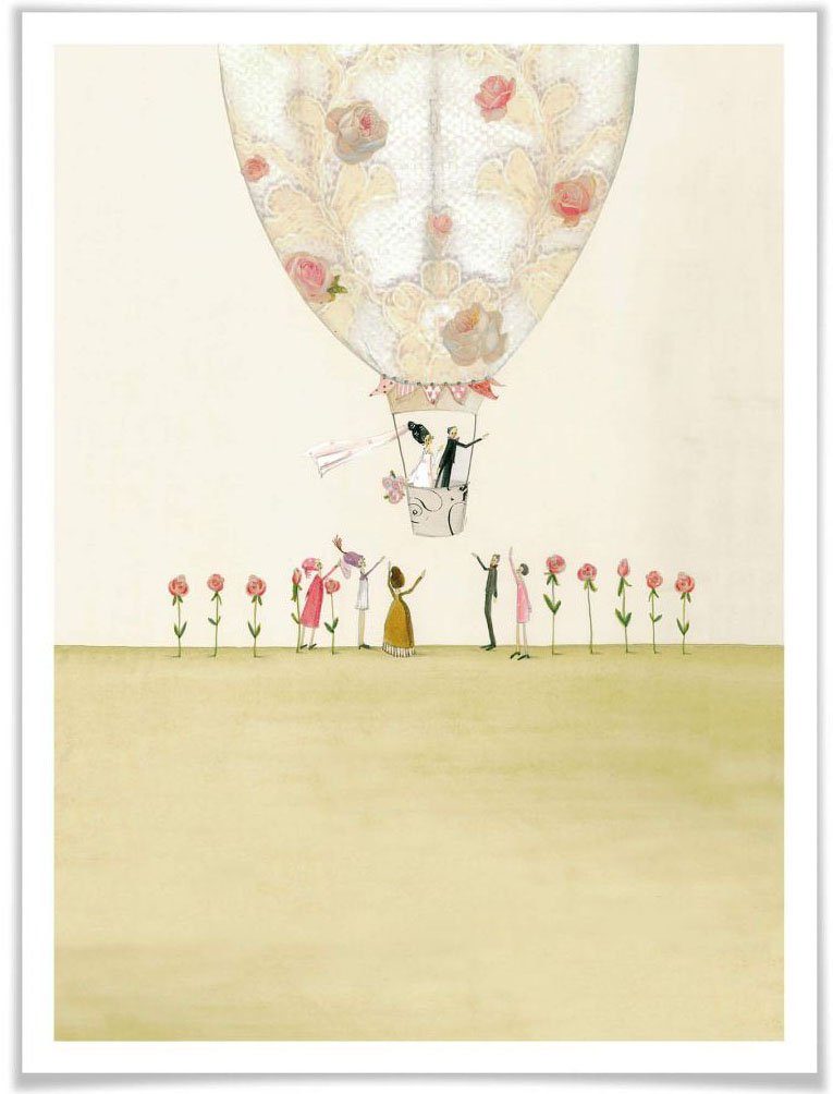 Wall-Art Poster Hochzeit Deko Wandposter Bild, Poster, Wandbild, Heißluftballon Heißluftballon, St), (1