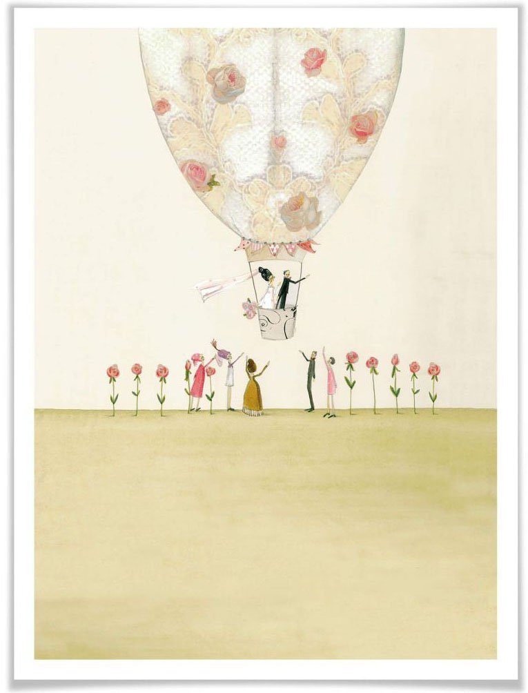 Poster, St), Bild, Deko Wandbild, Heißluftballon Wall-Art Heißluftballon, (1 Poster Hochzeit Wandposter