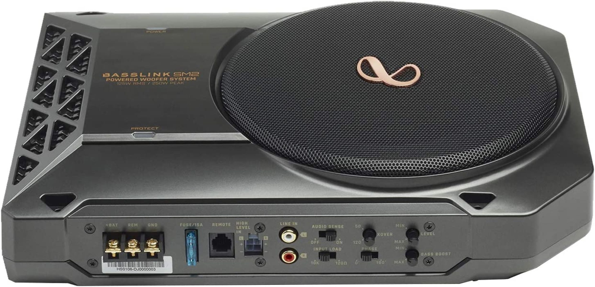 BASSLINK SM2 200mm Aktivbass inkl. Endstufe Untersitz Auto-Subwoofer