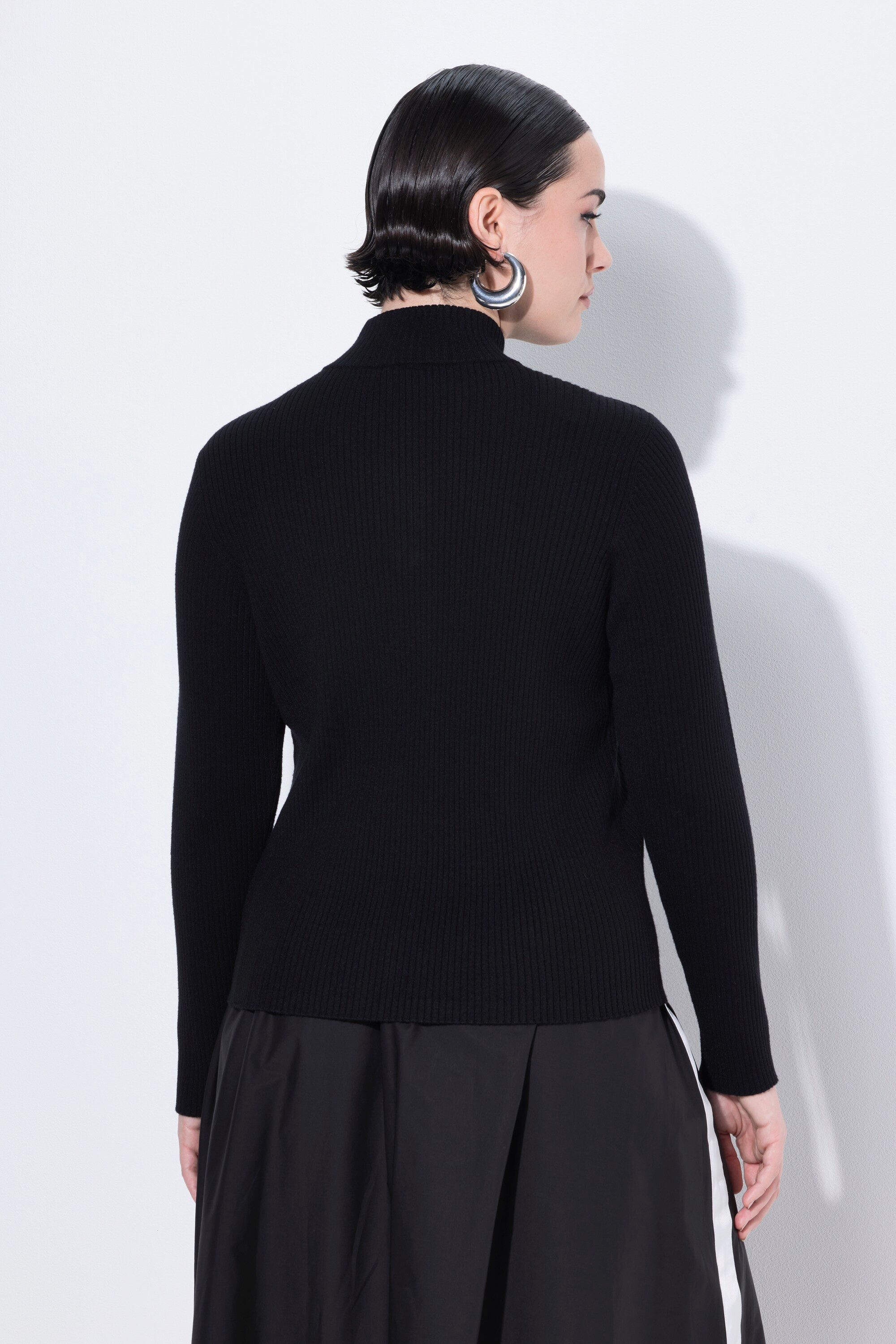 Ulla Popken Troyer Pullover Troyer Rippstrick Slim Zippkragen