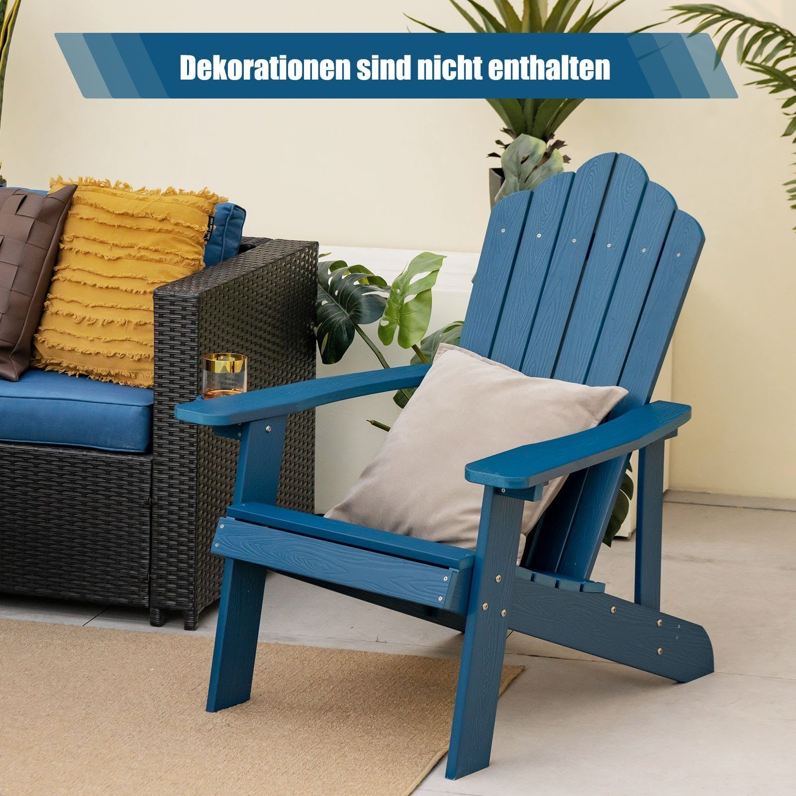 KOMFOTTEU Gartenstuhl Adirondack Stuhl mit Getränkehalter, günstig online kaufen