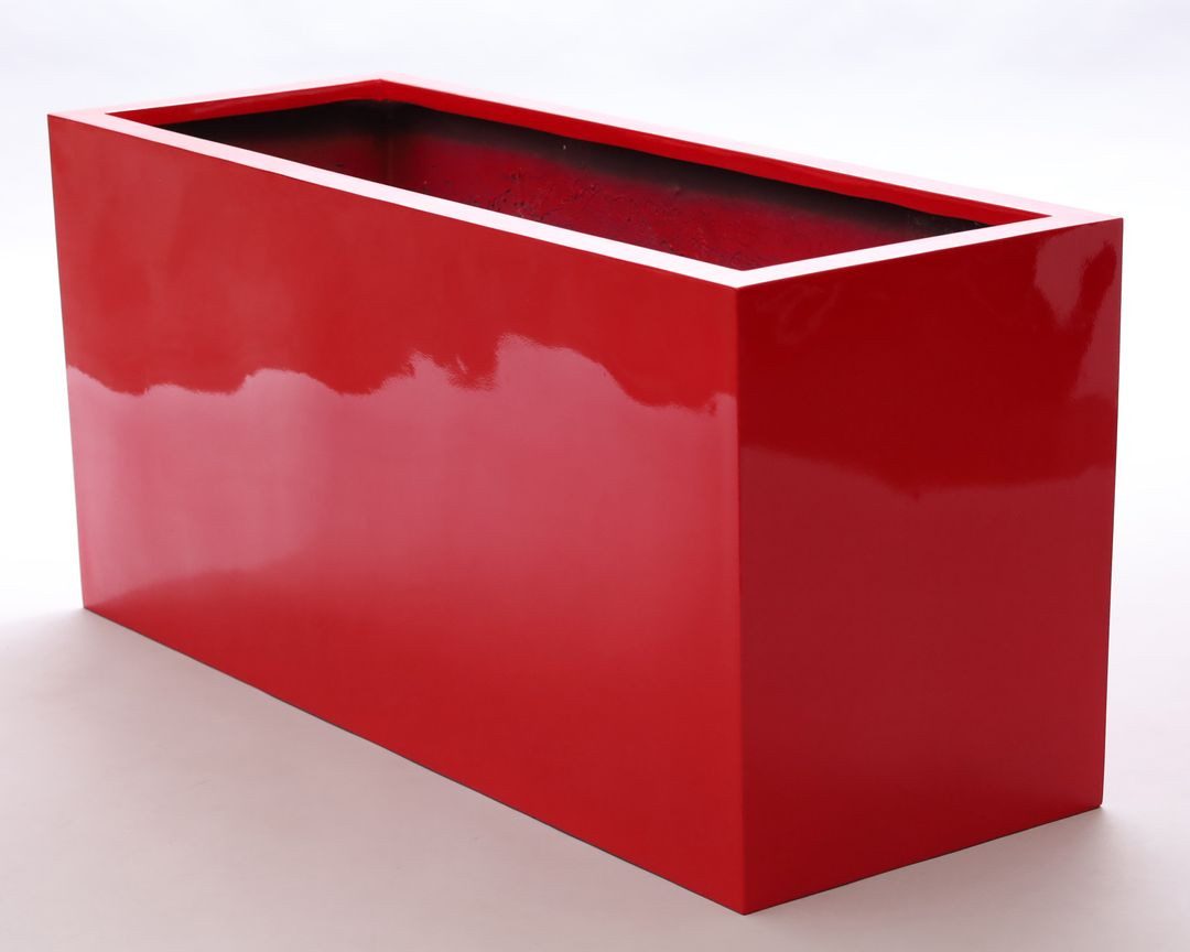 Elegant Einrichten Pflanzkübel Pflanzkübel Fiberglas Rechteckig 84x30x40cm Hochglanz-Rot (1 St)