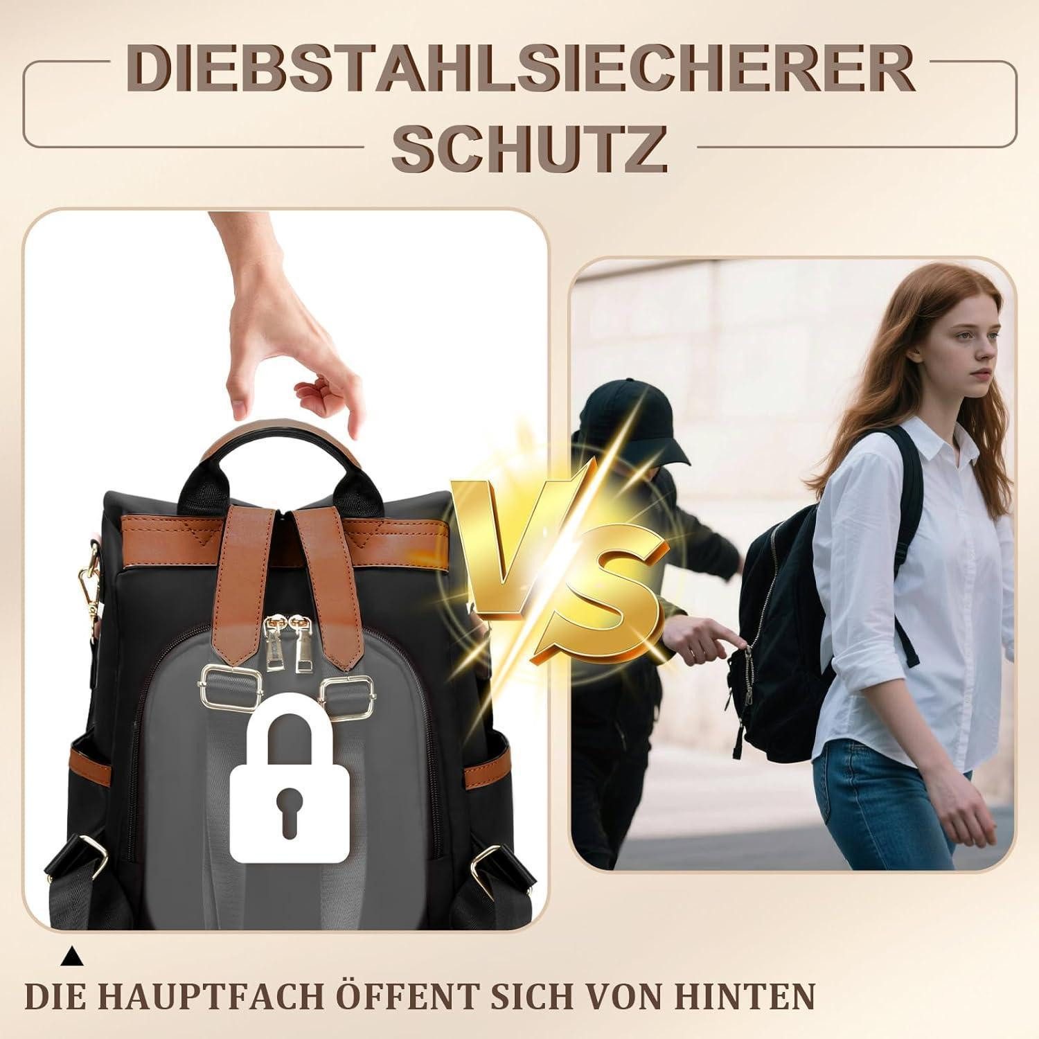LuxusKollektion Cityrucksack Rucksack Damen Cityrucksack Diebstahlsicher Sc günstig online kaufen