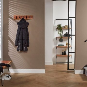 RINGO-Living Kleiderständer Massivholz Garderobe Mata mit 5 Haken in Natur-hell und Schwarz-matt, Möbel