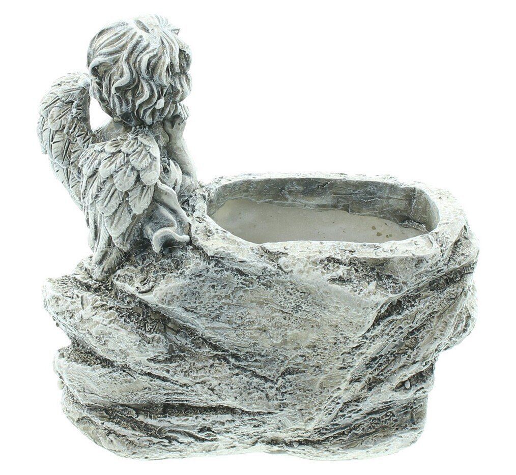 Home-trends24.de Grabkerze Grab Pflanzer Engel Grabdeko Grabschmuck Blumentopf Polyresin