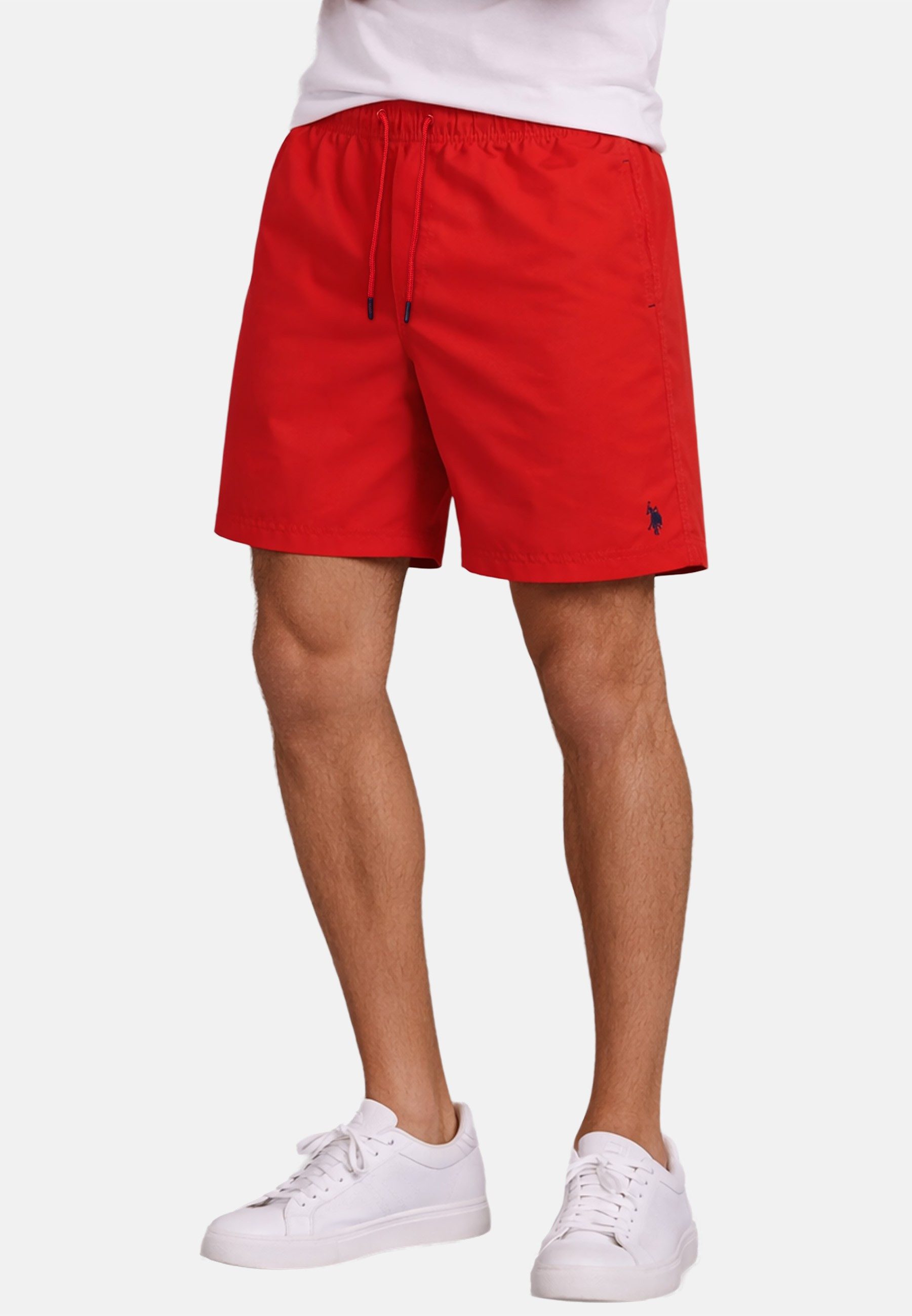 U.S. Polo Assn. Badeshorts USChrys - Schwimmshorts mit Netzfutter und Kordelzug Leichte Badehose mit elastischem Bund und Allover-Logo