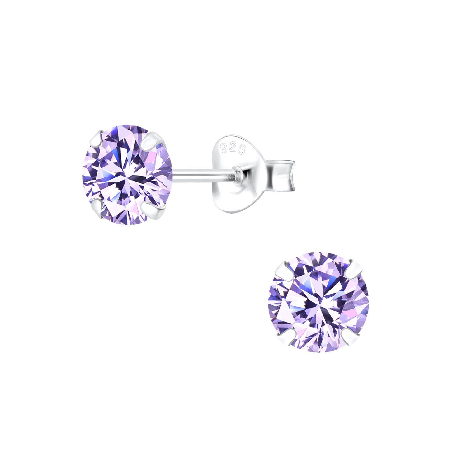 ALEXANDER YORK Paar Ohrstecker ROUND ZIRKONIA 6 mm lavendel (Ohrstecker)