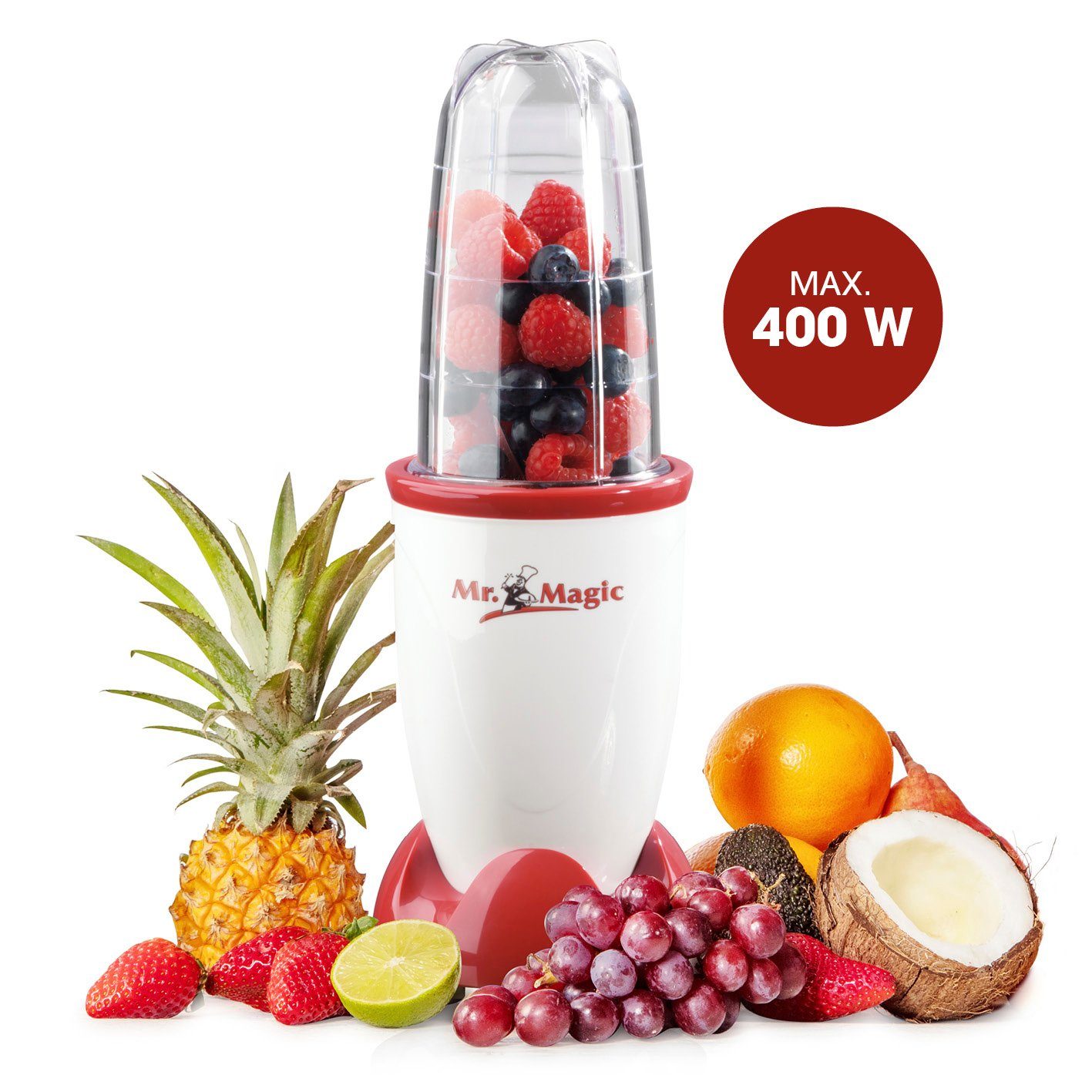 Mr. Magic Міксери настільні Smoothi-Maker, 400 W, 4-teilig rot/weiß