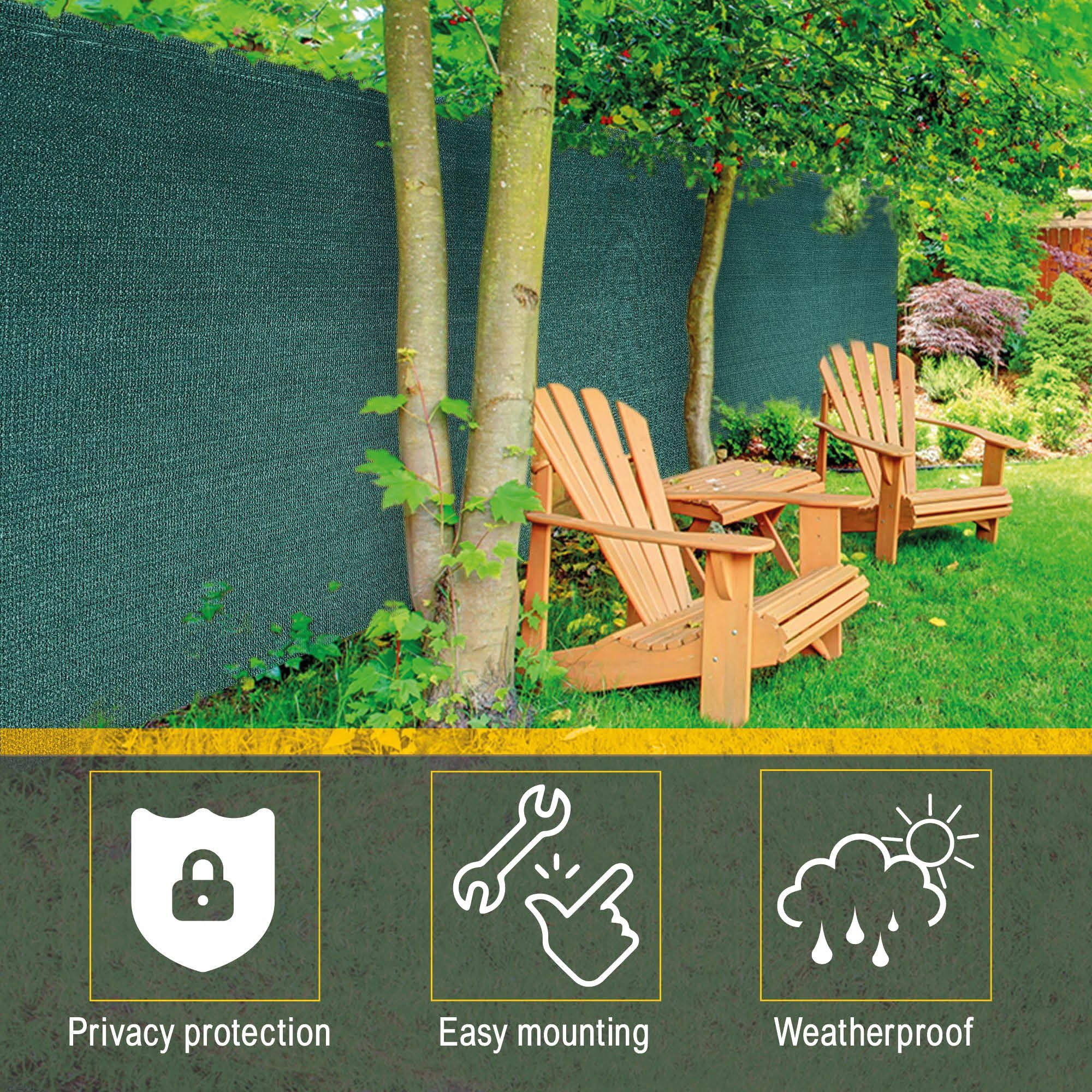 Sol Royal Sichtschutzzaunmatten Schattennetz 10m x 1m Schattiergewebe 165g/m² SolVision SG80, Grün, Blickdichter Sonnenschutz mit UV-Schutz mit Kabelbinder HDPE