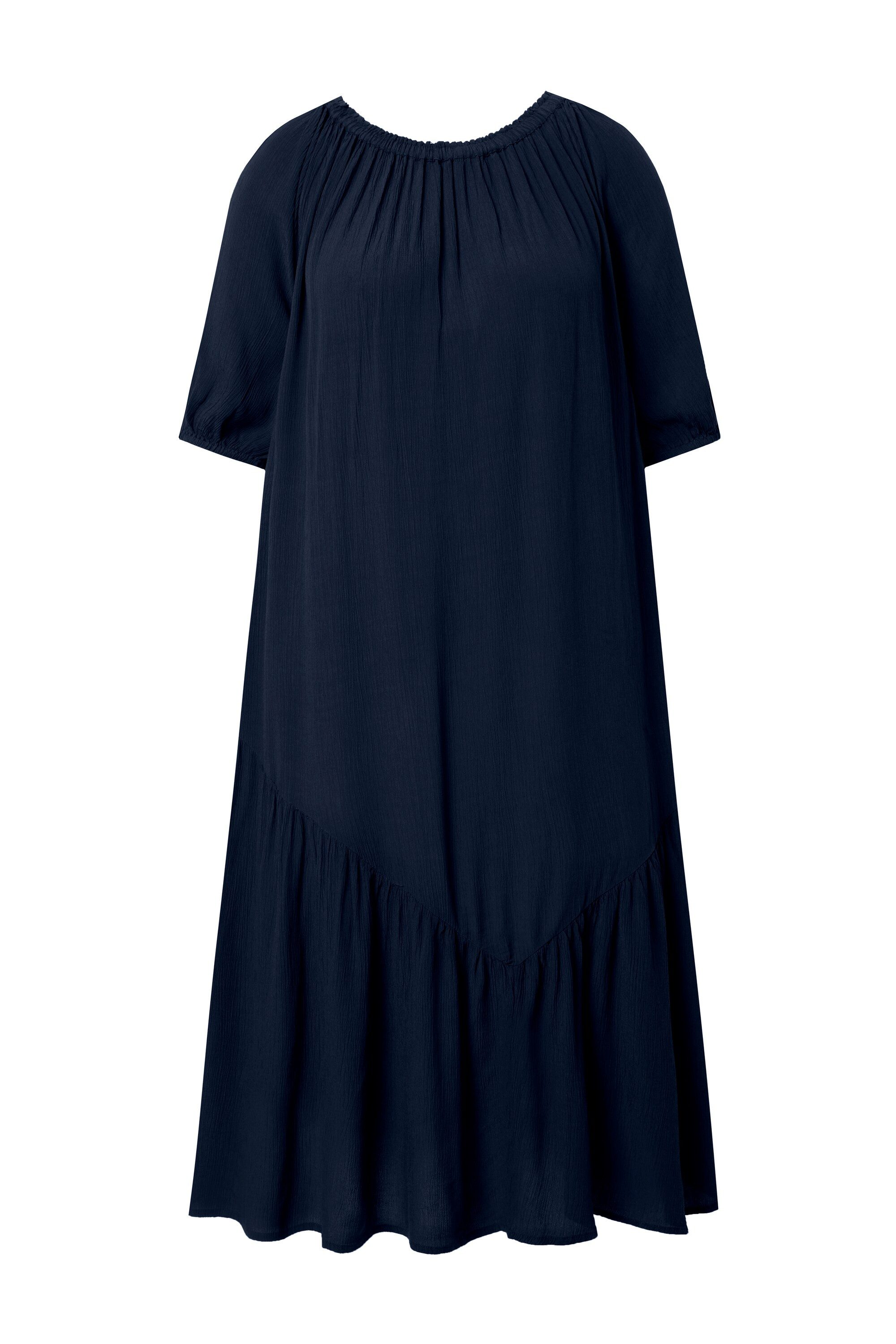 Ulla Popken Maxikleid Midikleid Struktur Volantsaum günstig online kaufen