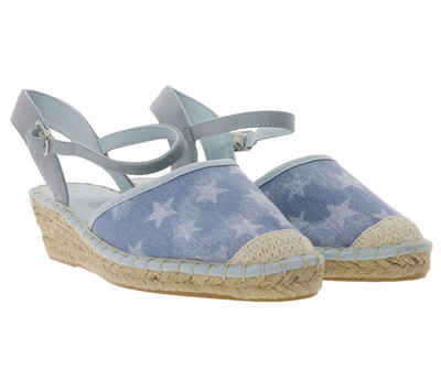 s.Oliver s.Oliver Espadrilles stylische Damen Sandale mit silberner Schnalle Mode-Sandale Blau Outdoorschuh