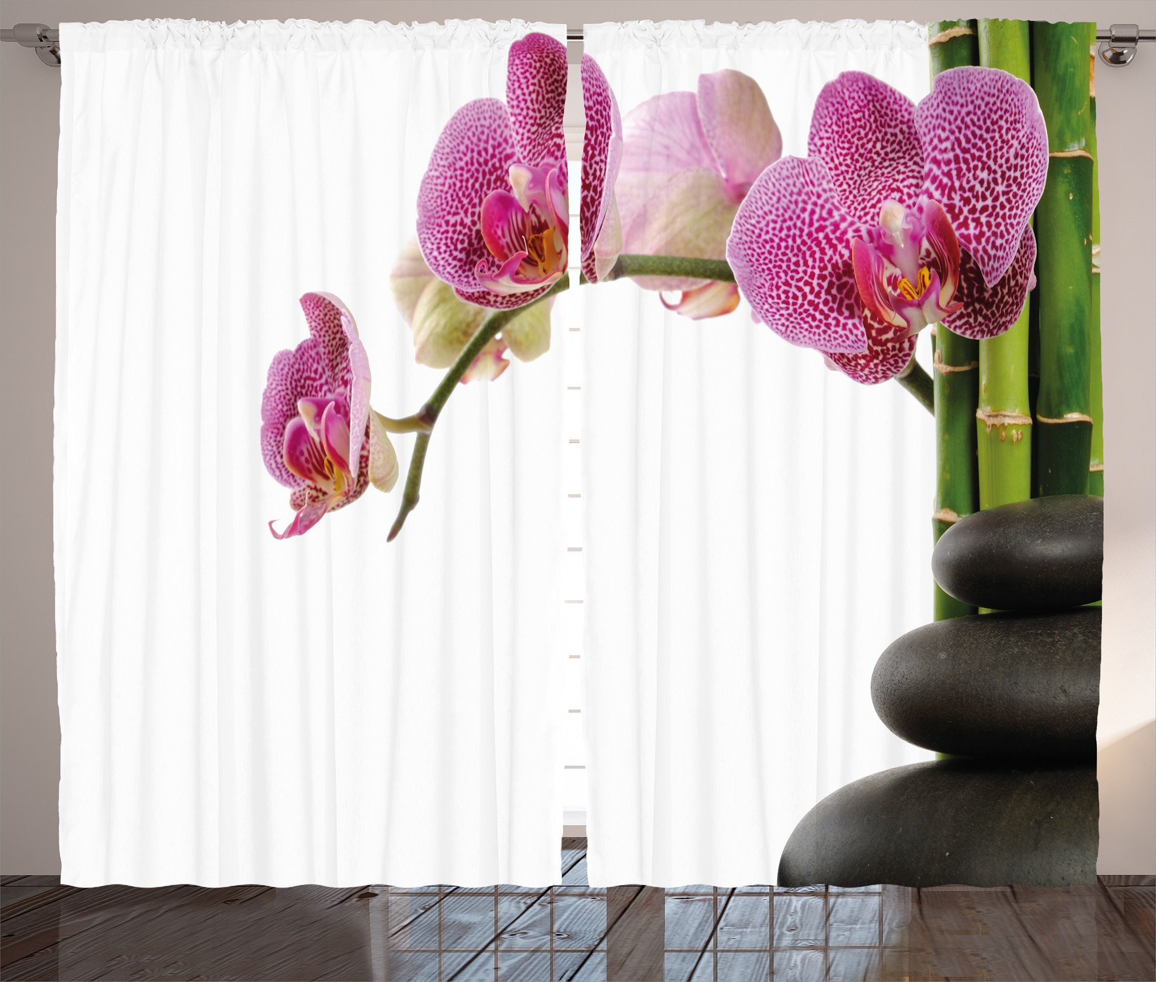 Gardine Schlafzimmer Kräuselband Vorhang mit Schlaufen und Haken, Abakuhaus, Meditation Spa Yoga Chakra